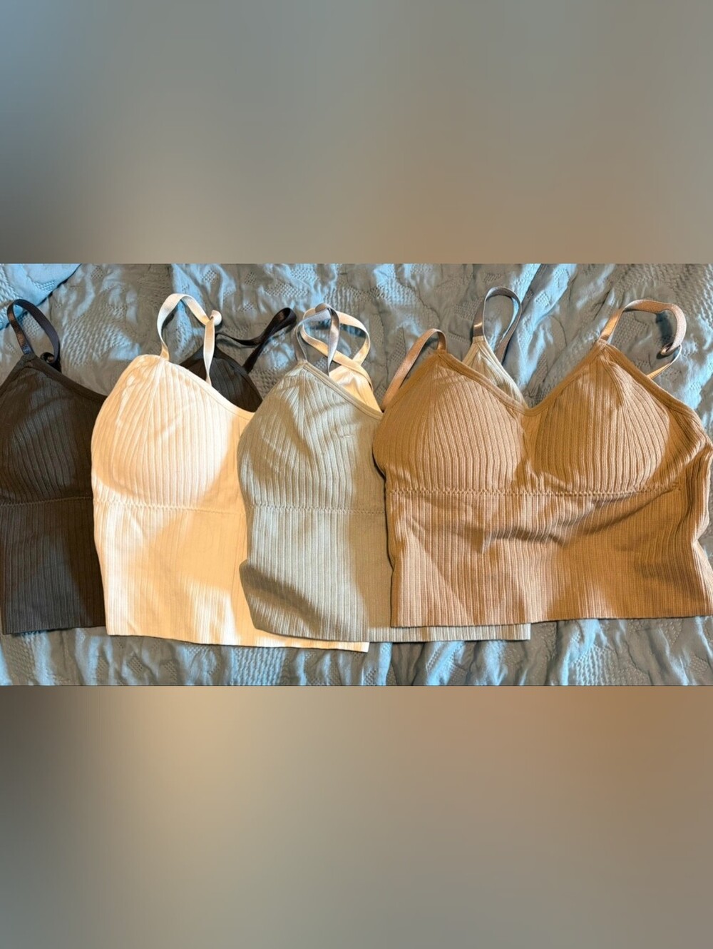 SHEIN Ribbed V-Neck Camisole Set in Black, Cream, Sage, Tan